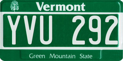 VT license plate YVU292