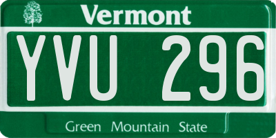 VT license plate YVU296