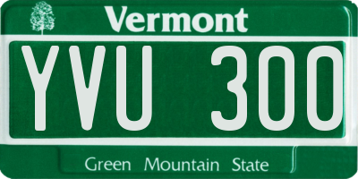 VT license plate YVU300