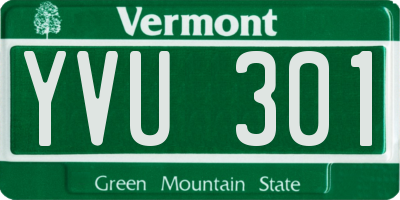 VT license plate YVU301