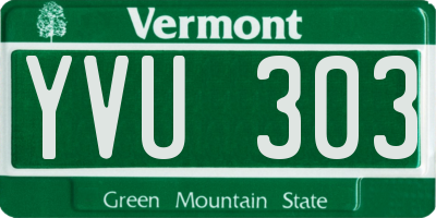 VT license plate YVU303
