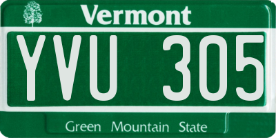 VT license plate YVU305