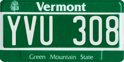 VT license plate YVU308