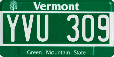 VT license plate YVU309