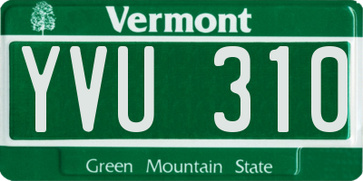 VT license plate YVU310