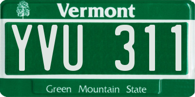 VT license plate YVU311