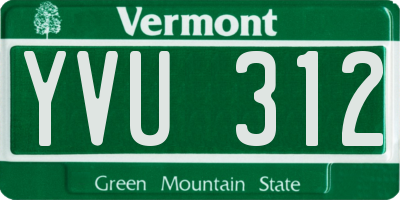 VT license plate YVU312