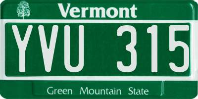 VT license plate YVU315