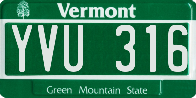 VT license plate YVU316