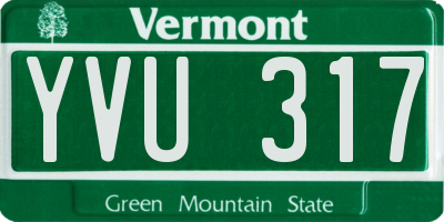 VT license plate YVU317