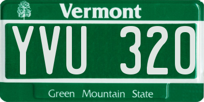 VT license plate YVU320