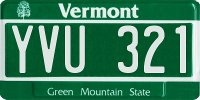 VT license plate YVU321