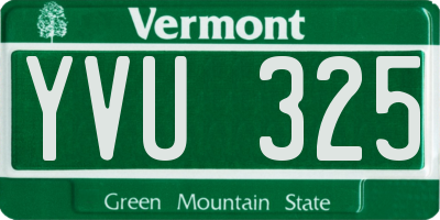VT license plate YVU325