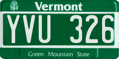 VT license plate YVU326