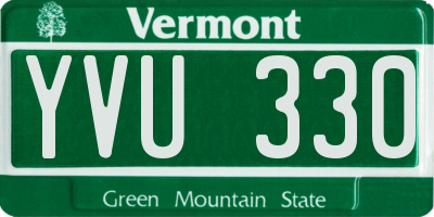 VT license plate YVU330