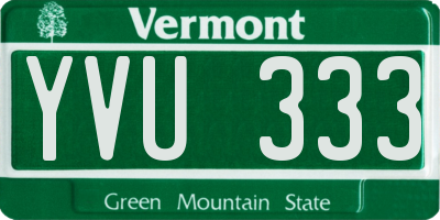VT license plate YVU333