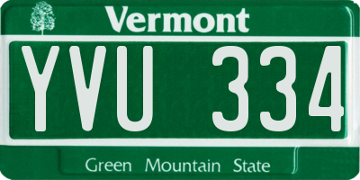 VT license plate YVU334
