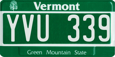 VT license plate YVU339