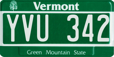 VT license plate YVU342