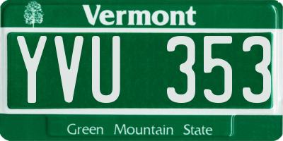 VT license plate YVU353
