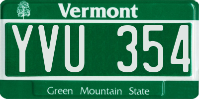 VT license plate YVU354