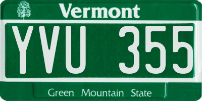 VT license plate YVU355