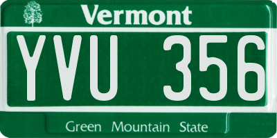 VT license plate YVU356