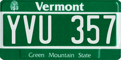 VT license plate YVU357