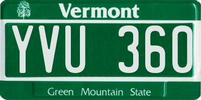 VT license plate YVU360