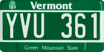 VT license plate YVU361