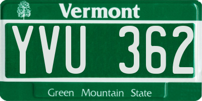 VT license plate YVU362