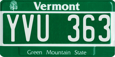 VT license plate YVU363