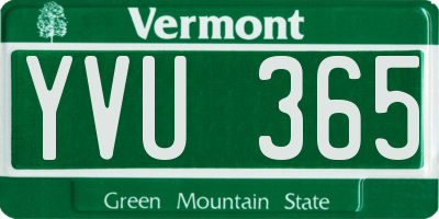 VT license plate YVU365
