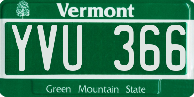 VT license plate YVU366