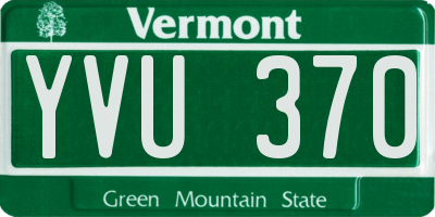 VT license plate YVU370
