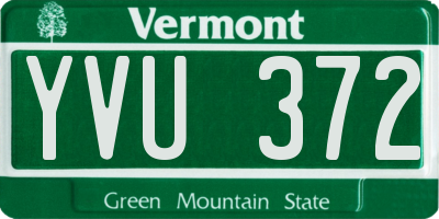 VT license plate YVU372