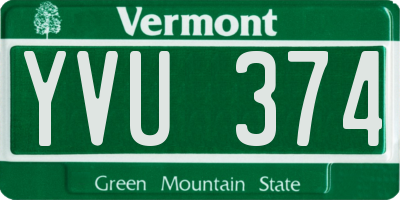 VT license plate YVU374