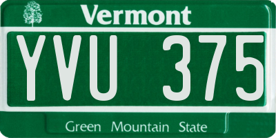 VT license plate YVU375