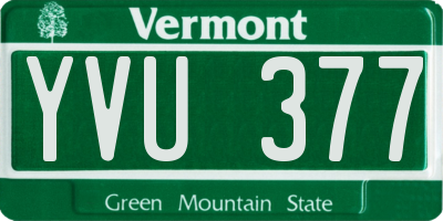 VT license plate YVU377