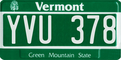 VT license plate YVU378