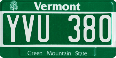 VT license plate YVU380