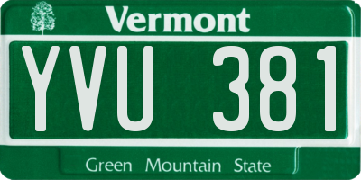 VT license plate YVU381