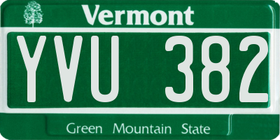 VT license plate YVU382