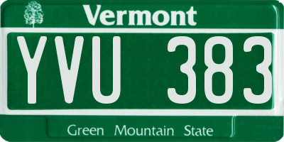 VT license plate YVU383