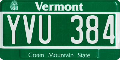 VT license plate YVU384