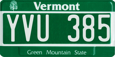 VT license plate YVU385