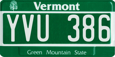 VT license plate YVU386