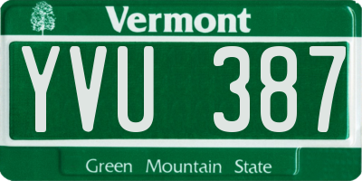 VT license plate YVU387