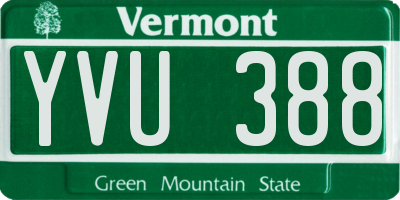 VT license plate YVU388