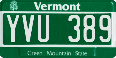 VT license plate YVU389